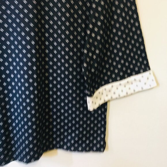 NWT Flora Nikrooz Soft Navy Blue 3/4 Sleeve White Trim Tunic Shirt - Picture 7 of 11